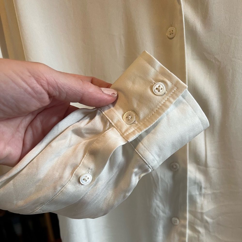 Quince Cream Washable Silk Button-Down Shirt - Picture 9 of 11